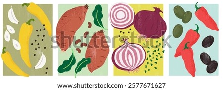Vegetable  illustrations, hand-drawn, colorful vector illustrarions