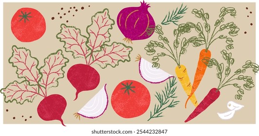 Ilustraciones vegetales - Conjunto de Ilustración vectorial dibujada a mano.