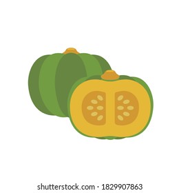 Vegetable Japanese Pumpkin, Half Cut(vector)