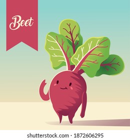 vegetable kawaii cartoon cute beet vector illustration