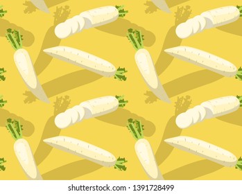 Vegetable Kind Daikon Radish Background Seamless Wallpaper
