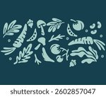 Vegetable kitchen cafe food pattern background backdrop illustration vector menu texture layout wall print art editable