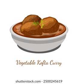 Vegetable kofta curry dish art illustration design vector