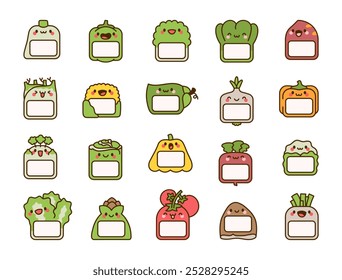 Etiqueta vegetal con espacio para escribir. Etiqueta de producto en blanco. Estilo dibujado a mano. Dibujo de Vector. Colección de Elementos de diseño.