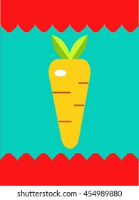 Vegetable label, sticker, tag for cans and containers with carrots in a flat style