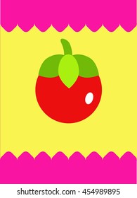 Vegetable label, sticker, tag for cans and containers with tomato in a flat style