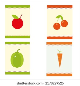 vegetable labels apple pepper cherry carrot