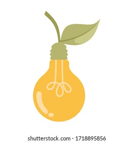 Vegetable lamp bulb as a fruit with leaves attached,isolated on white.