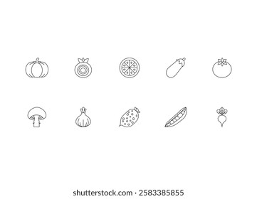 Vegetable Line Art Icon Design