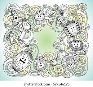 Vegetable with line curve vector illustration. Design for pattern, pillow cover, t-shirt, book and poster.