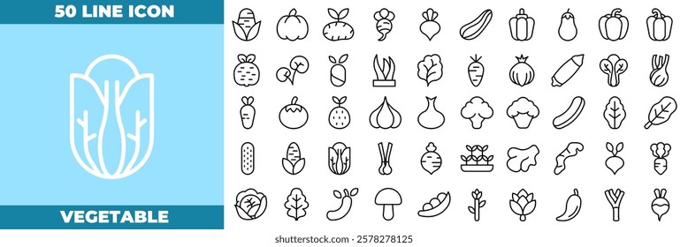 Vegetable Line Editable Icons set. Vector illustration in modern thin line style of vegetable icons: fruit, vegetable, food, etc