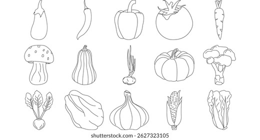 Elemento de conjunto de iconos de línea vegetal