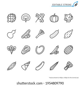 Vegetable line icons. Editable stroke. Pixel perfect.