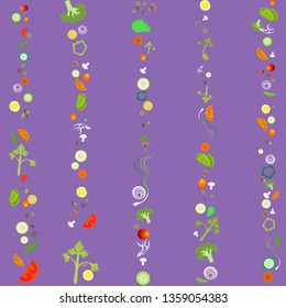 Vegetable lines for web and print decoration vector illustration on purple violet  background