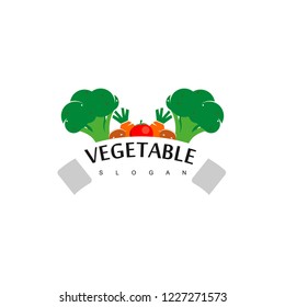 vegetable logo, Vegan Label Design Vector