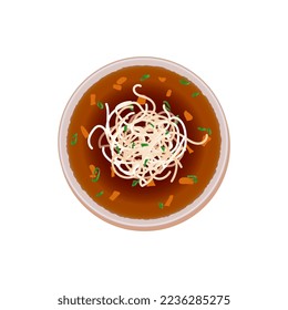 Vegetable manchow soup, vector illustration Asian food, Chinese cuisine