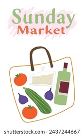 Vegetable market grocery shopping Vector Illustration