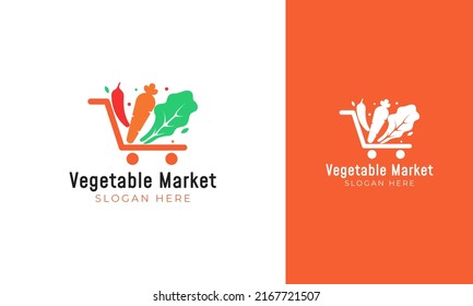 Vegetable Market Logo Design Trolley Symbol Stock Vector (Royalty Free ...