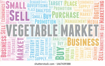 Vegetable Market word cloud. Vector made with text only