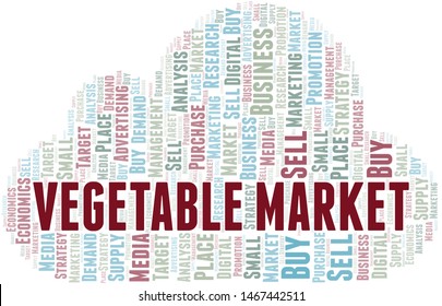 Vegetable Market word cloud. Vector made with text only