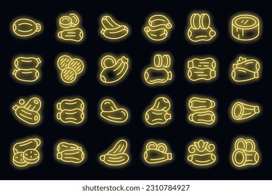Vegetable marrow icons set outline vector. Agriculture zucchini. Cooking vegetable neon color on black