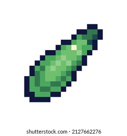 Vegetable marrow pixel art icon. Zucchini, cucumber logo. 8-bit sprite. Game development, mobile app.  Isolated vector illustration