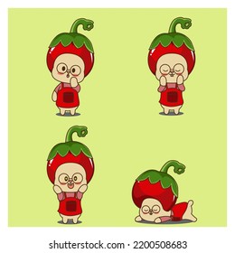Vegetable Mascot Vector Design Set