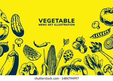 vegetable menu set on illustration