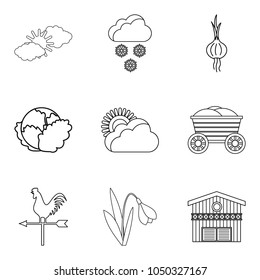 Vegetable mix icons set. Outline set of 9 vegetable mix vector icons for web isolated on white background