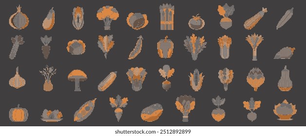 vegetal mosaico laranja cor vetor conjunto colorido