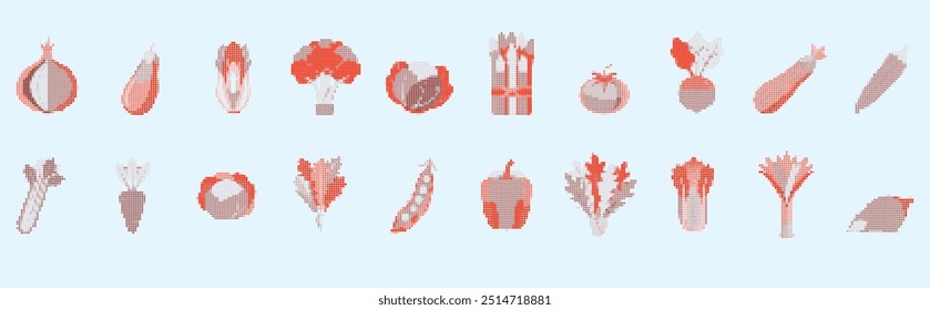 vegetable mosaic vector set colorful