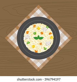 Vegetable and mushroom Risotto, flat design