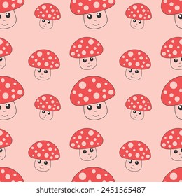 Vegetable mushroom seamless pattern for cloths and textile and can be use in any kids wear design vector.