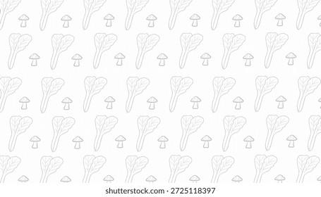 Vegetable Mushroom Seamless Pattern Minimal Line Background