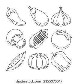 vegetable objects vector illustrations set