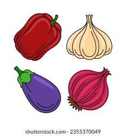 vegetable objects vector illustrations set