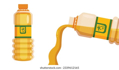 Vegetable oil assorted bottles set. a bottle of oil vector flat design art style illustration. isolated on white background.