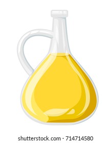 Vegetable oil assorted bottles set. Olive oil, sunflower corn soybean vector illustration. Cooking spicy ingredient Web site page and mobile app design.