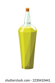 Vegetable oil bottle. Can with vitamin oil for cooking. Virgin organic healthy liquid product from seed. Isolated cartoon icon with sunflower product