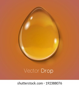 Vegetable Oil Drop. Pure Perfect Product Concept. Eps 10 Vector Illustration.