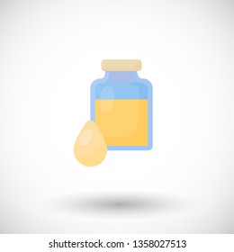 Vegetable oil or honey vector flat icon, flat design of healthy food or beauty ingredient with round shadow isolated on the white background, vector illustration