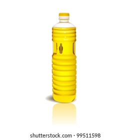 vegetable oil in a plastic bottle isolated on white background