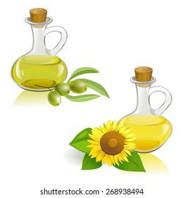 vegetable and olive oil. vector illustration