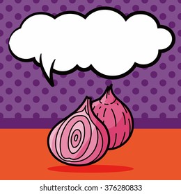 vegetable Onion color doodle, speech bubble