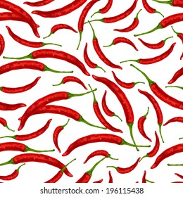 Vegetable organic food red chili pepper seamless pattern vector illustration