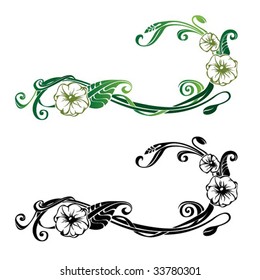 The vegetable ornament - vector file. The illustration has leaves, stems and flowers of poppies.
