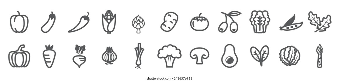 vegetable outline icon bundle set healthy food vegies isymbol