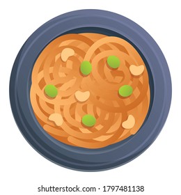 Vegetable pasta icon. Cartoon of vegetable pasta vector icon for web design isolated on white background