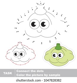 Vegetable patisson squash funny. Dot to dot educational game for kids.