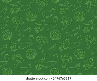 vegetable pattern outline background texture vector design isolated green background